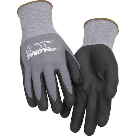 Global Industrial Coated Gloves, Nylon, Nitrile, Black, L 1 PR 708122L